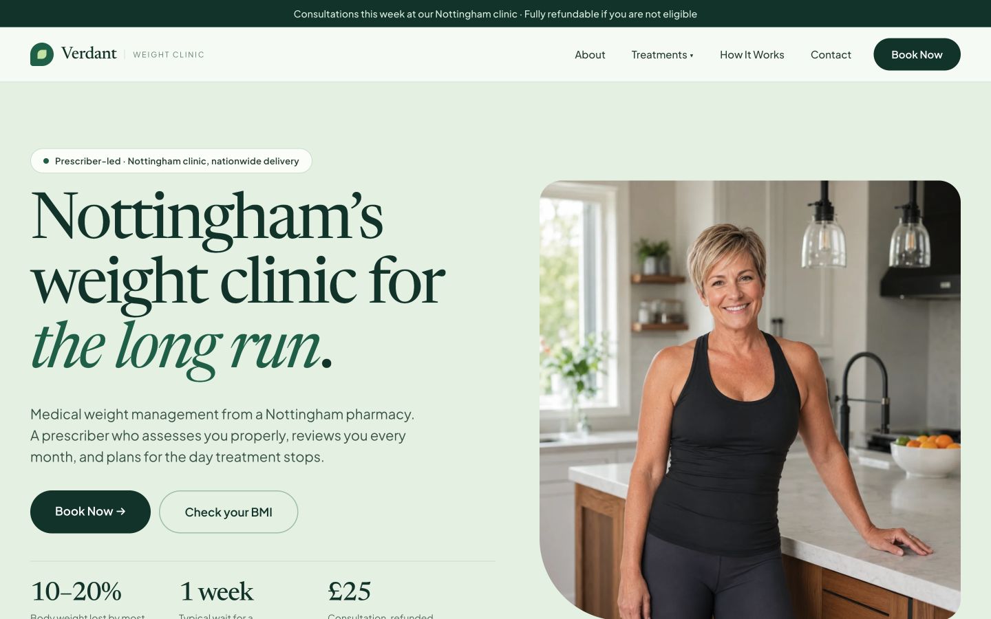 Verdant Weight Clinic desktop homepage design