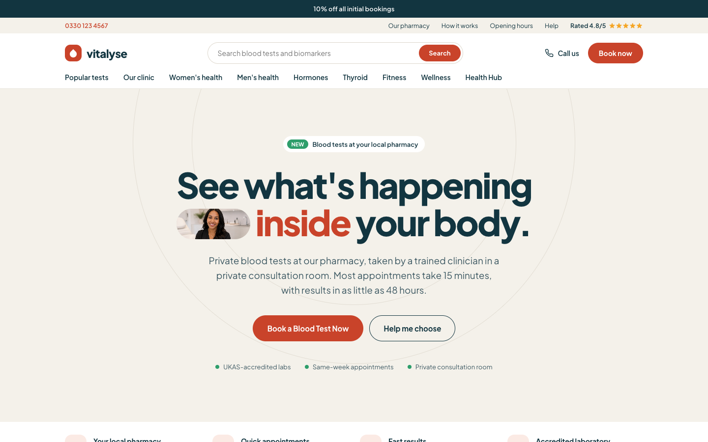 Vitalyse desktop homepage design