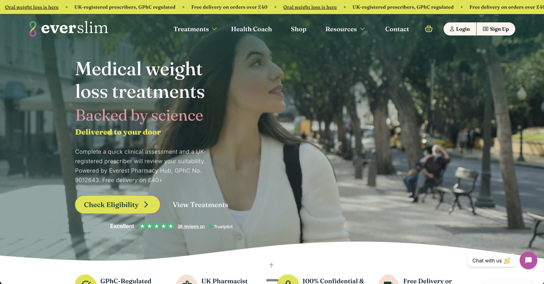 Everslim weight-management clinic website with service-led navigation and consultation information