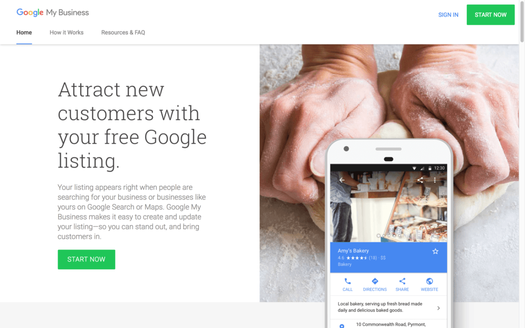 The Google My Business Homepage