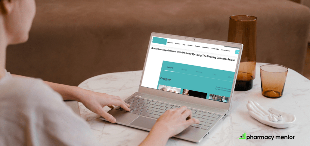 Booking calendar on a pharmacy website