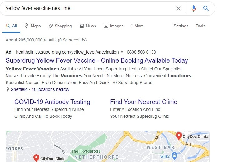 google ads search results page