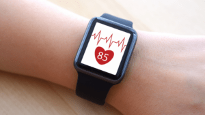 heart rate monitor on a wearable watch