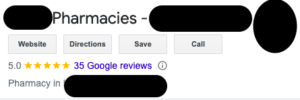 screenshot of 35 different 5 star Google reviews
