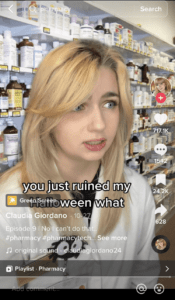 a screenshot of a pharmacy technician's tiktok video